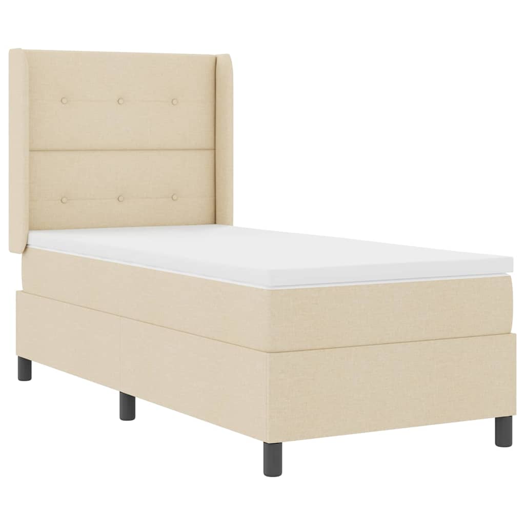Lit à ressort LED avec tête de lit Crème 80 x 200 cm tissu