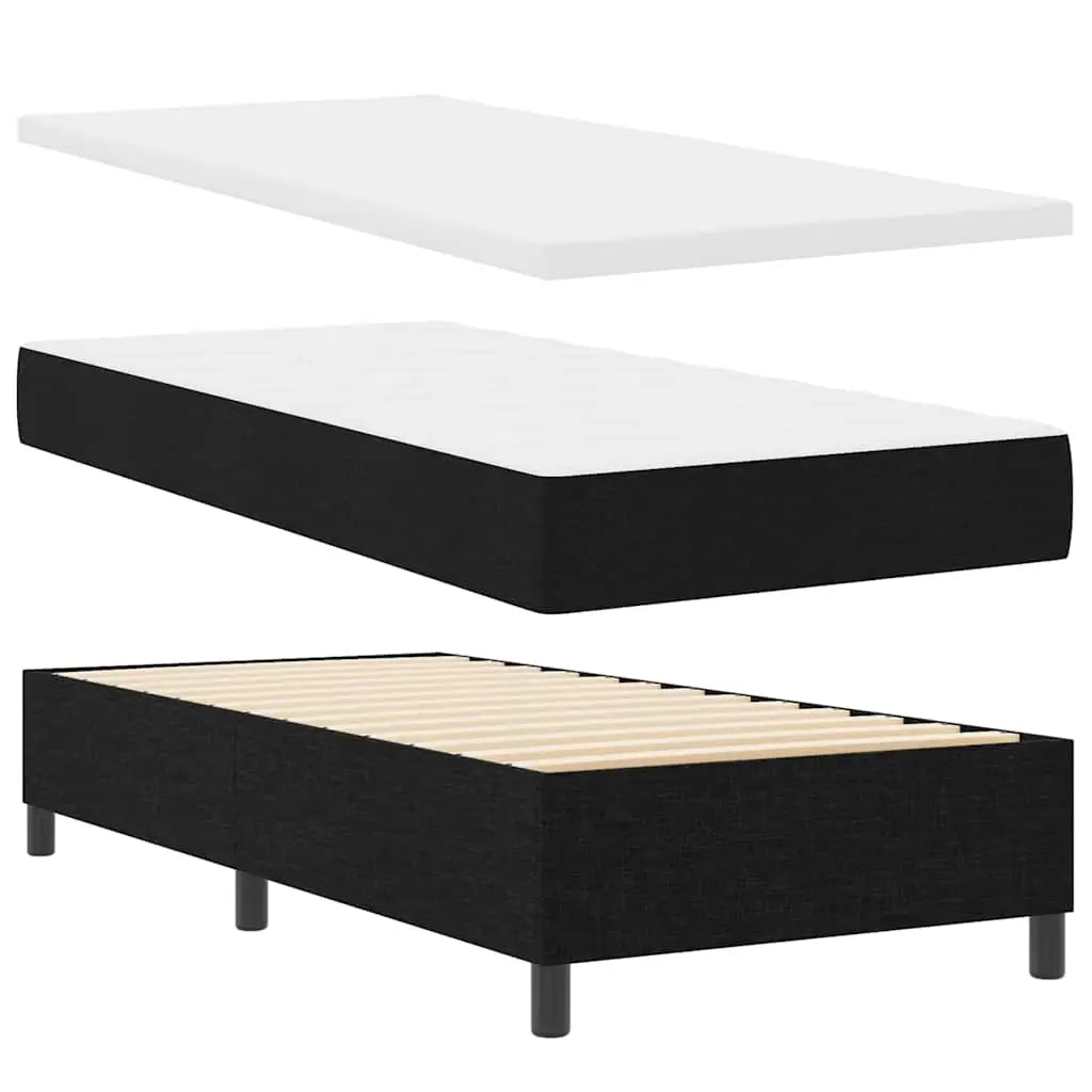 Lit à ressort LED avec tête de lit Noir 90 x 200 cm tissu - XIOS