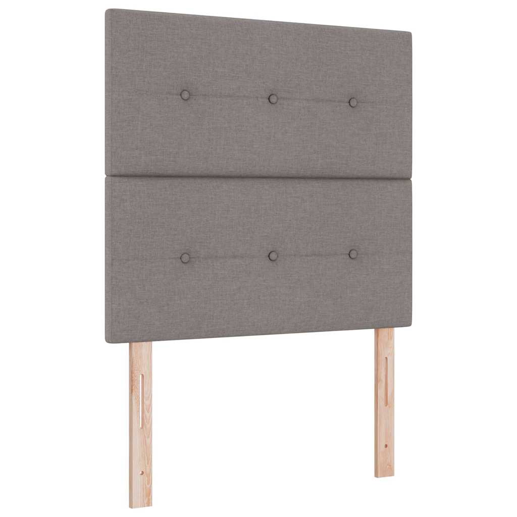 Lit à ressort LED avec tête de lit Taupe 100 x 200 cm tissu