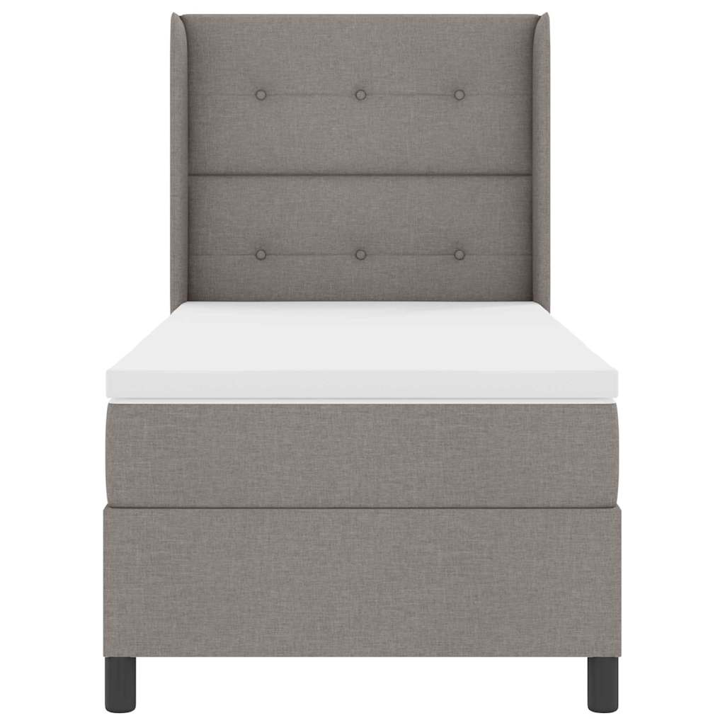 Lit à ressort LED avec tête de lit Taupe 100 x 200 cm tissu