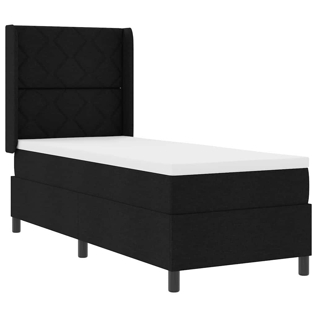 Lit à ressort LED avec tête de lit Noir 80 x 200 cm tissu