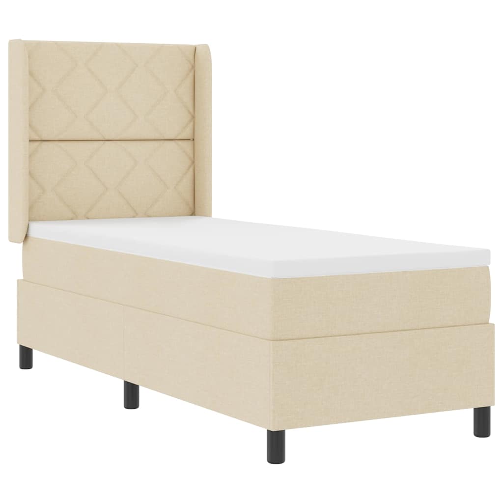Lit à ressort LED avec tête de lit Crème 80 x 200 cm tissu