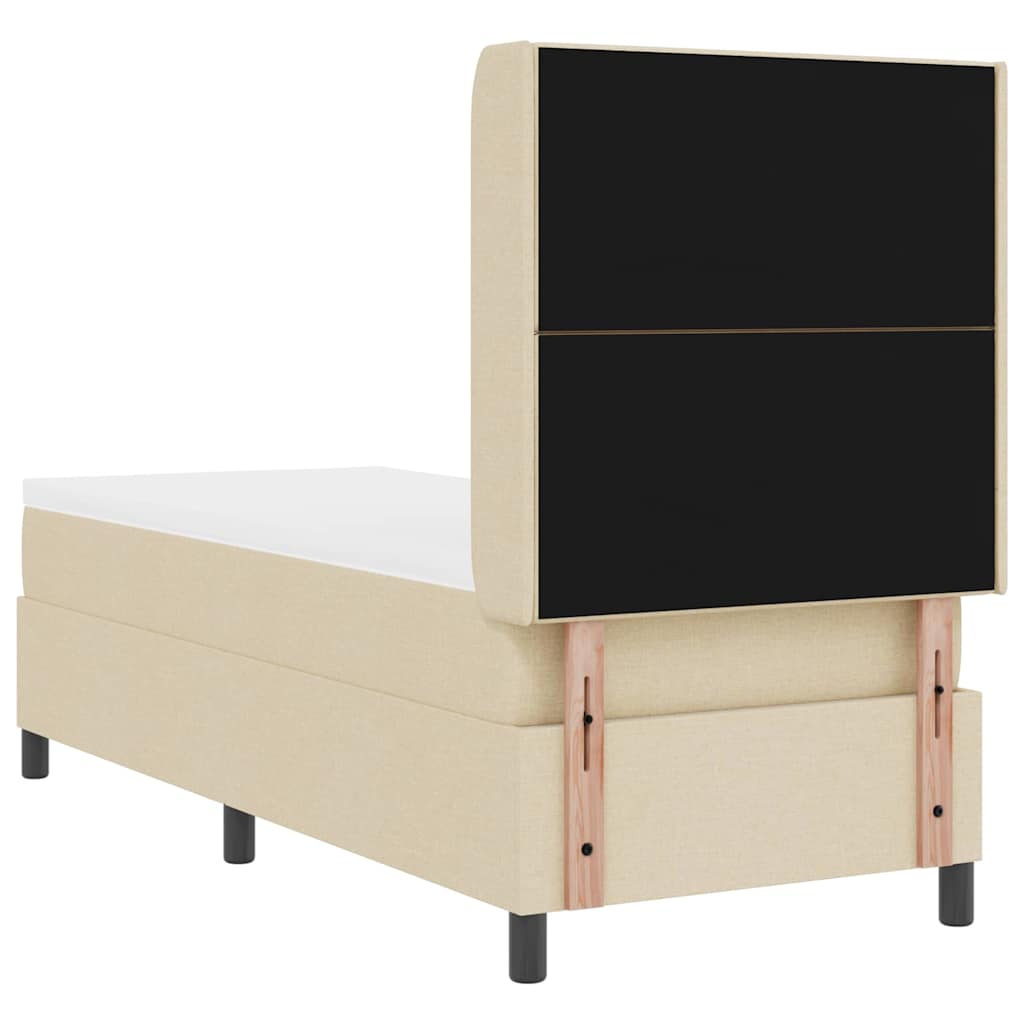 Lit à ressort LED avec tête de lit Crème 80 x 200 cm tissu