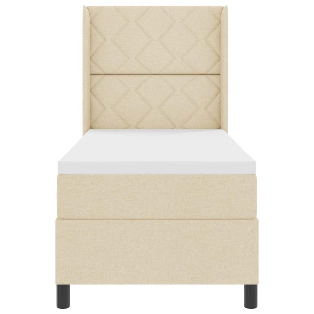 Lit à ressort LED avec tête de lit Crème 80 x 200 cm tissu