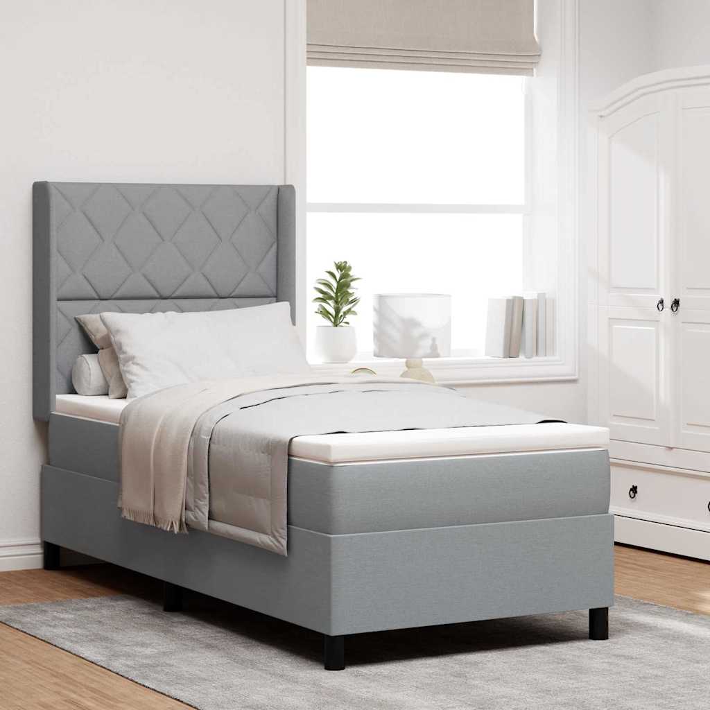 Lit à ressort LED Gris clair 100 x 200 cm tissu - XIOS