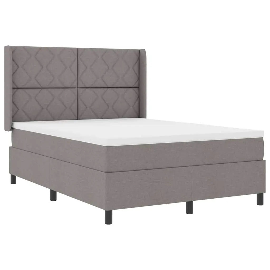 Lit à ressort LED avec tête de lit Taupe 140 x 200 cm tissu - XIOS