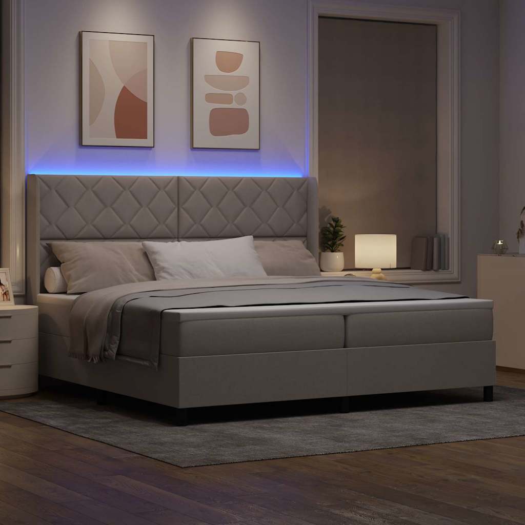 Lit à ressorts avec matelas Taupe 200 x 200 cm tissu - XIOS
