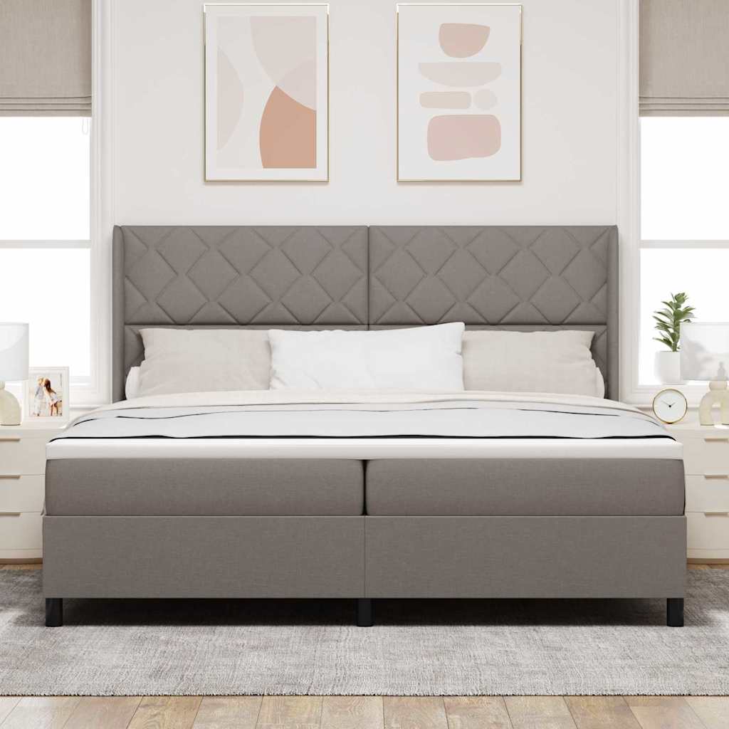 Lit à ressorts avec matelas Taupe 200 x 200 cm tissu - XIOS