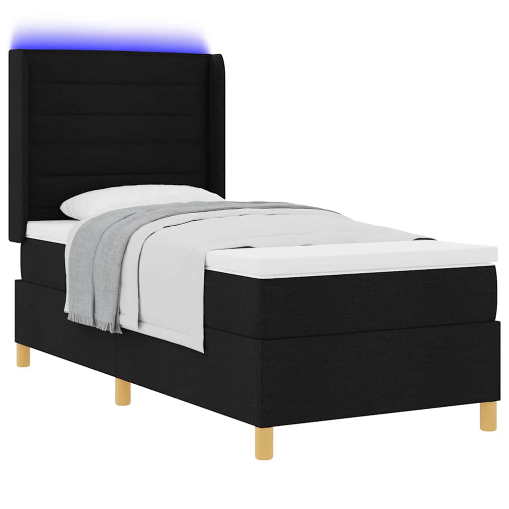 Lit à ressorts avec bandes LED Noir 90 x 200 cm tissu - XIOS