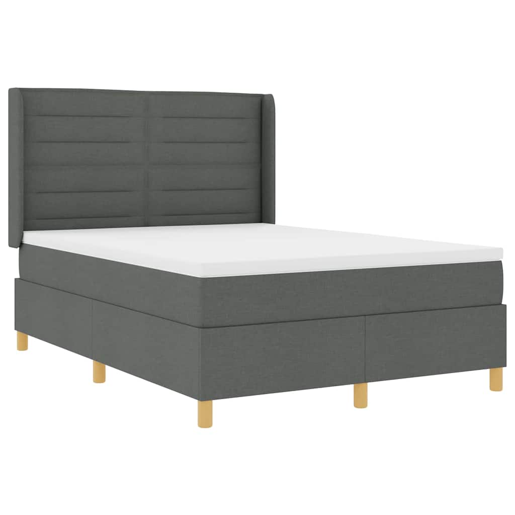 Lit à ressorts avec matelas Gris 140 x 190 cm tissu - XIOS