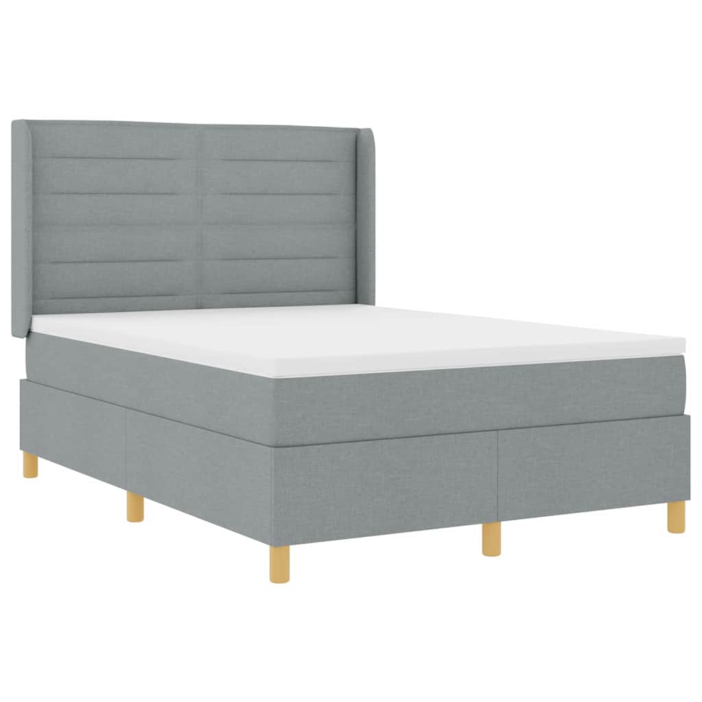 Lit à ressorts avec matelas Gris clair 140 x 200 cm tissu - XIOS