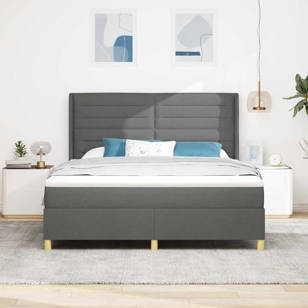 Lit à ressorts avec matelas Gris 140 x 200 cm tissu - XIOS