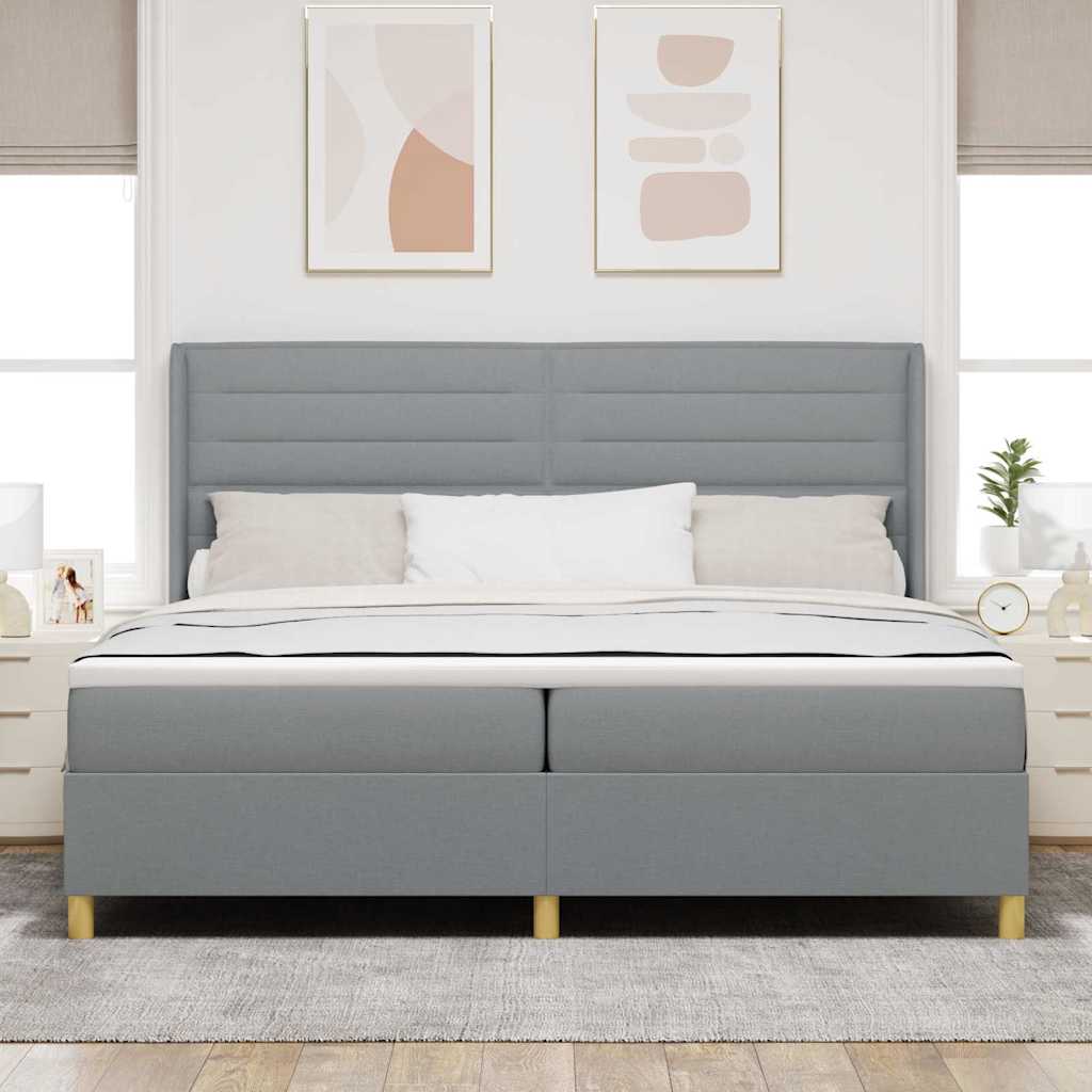 Lit à ressorts avec matelas Gris clair 140 x 200 cm tissu - XIOS