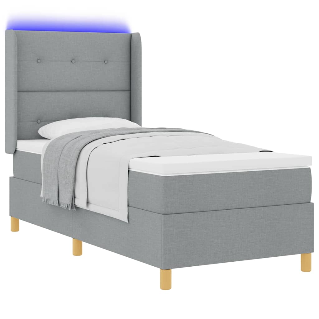 Lit à ressorts avec bandes LED Gris clair 80 x 200 cm tissu - XIOS