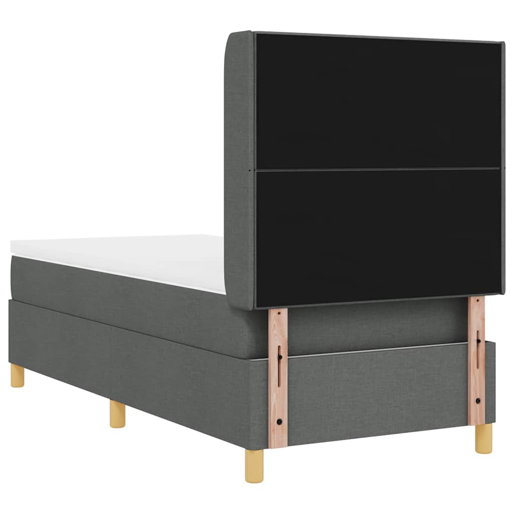 Lit à ressorts avec bandes LED Gris 90 x 190 cm tissu