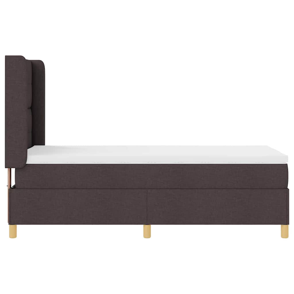 Lit à ressorts avec bandes LED Marron 90 x 200 cm tissu