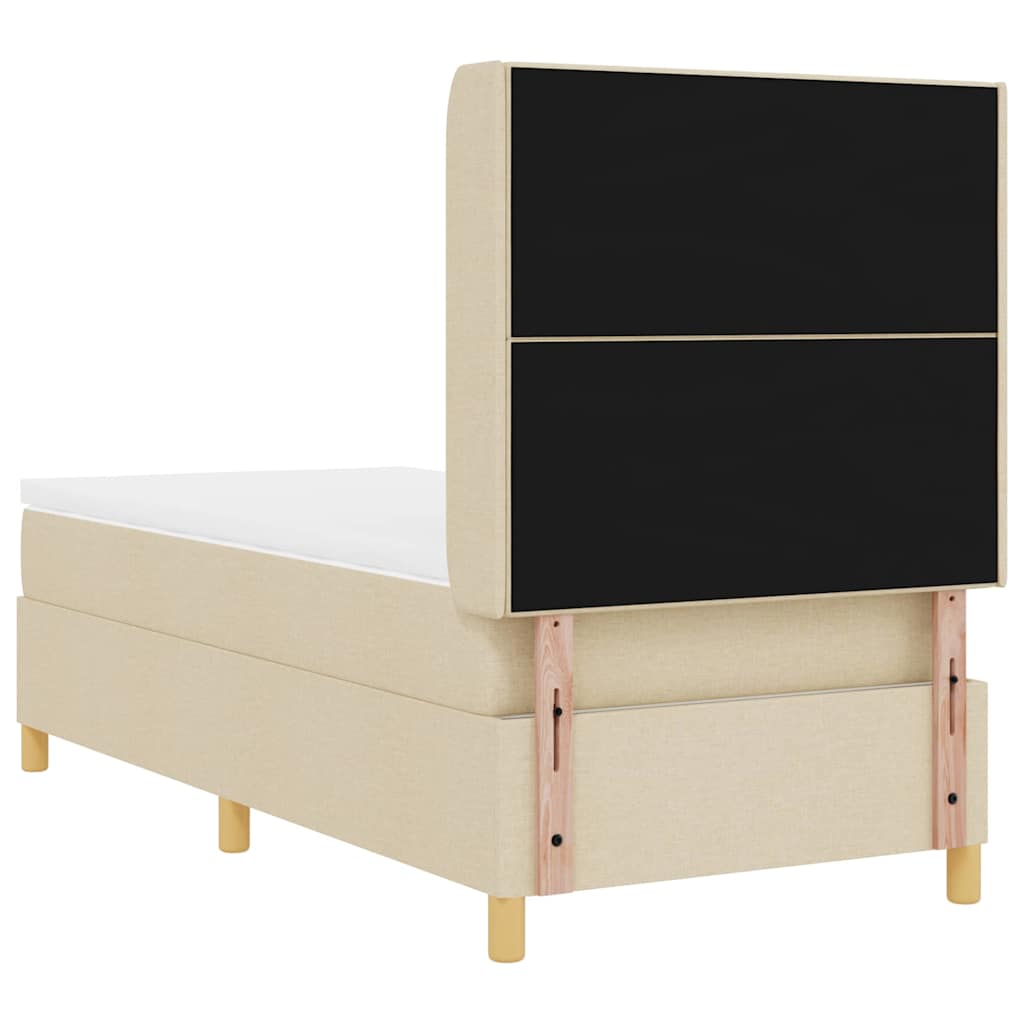 Lit à ressorts avec bandes LED Crème 90 x 200 cm tissu