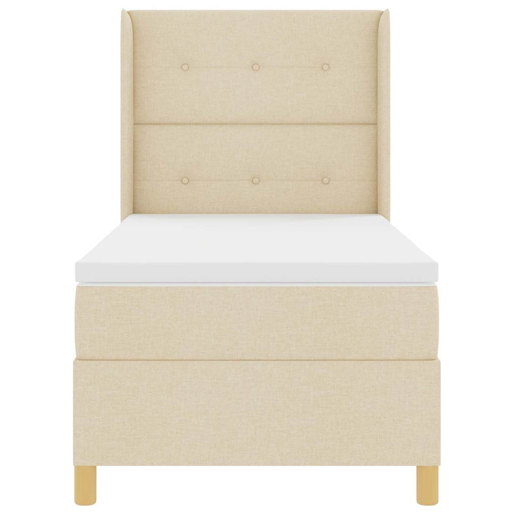 Lit à ressorts avec bandes LED Crème 90 x 200 cm tissu