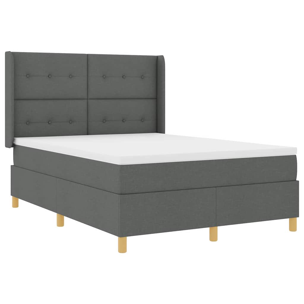 Lit à ressorts avec matelas Gris 140 x 190 cm tissu - XIOS