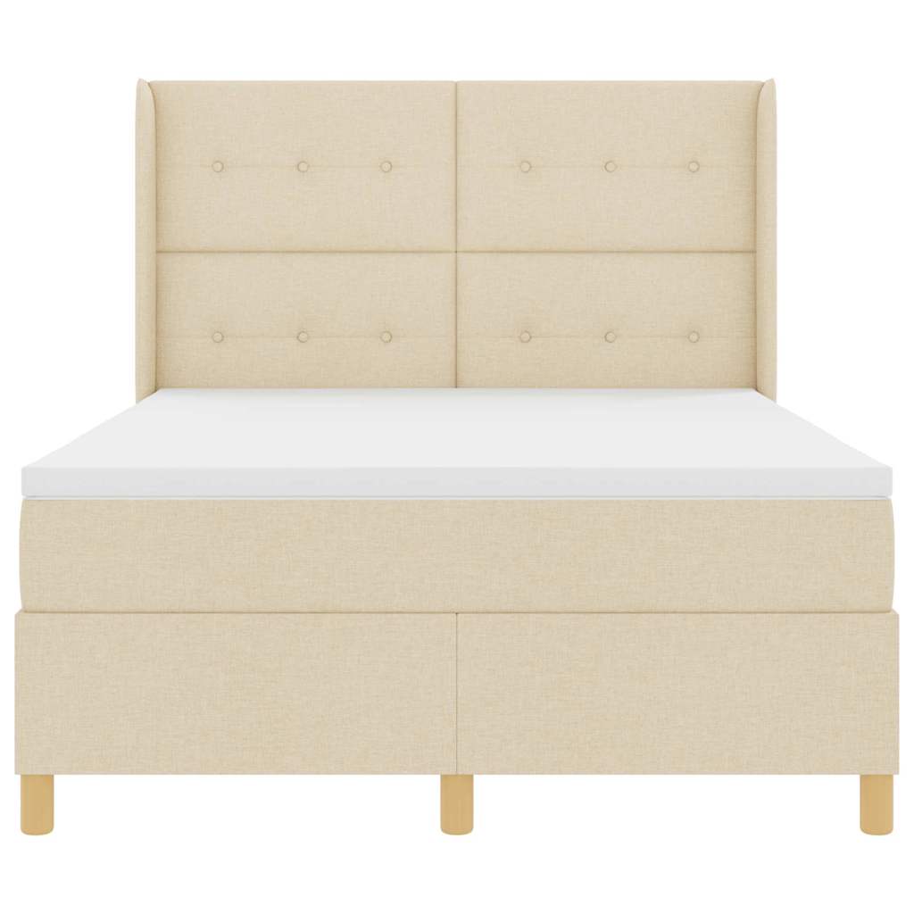 Lit à ressorts avec bandes LED Crème 140 x 190 cm tissu