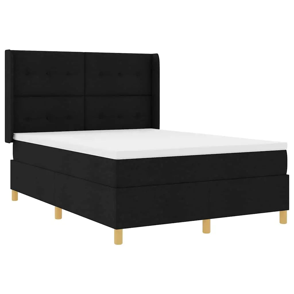 Lit à ressorts avec bandes LED Noir 140 x 200 cm tissu - XIOS