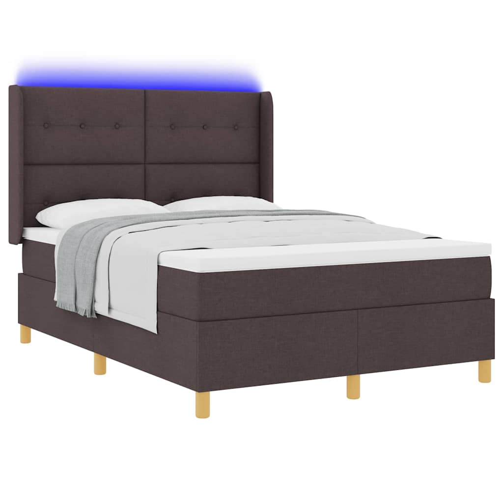 Lit à ressorts avec matelas Marron 140 x 200 cm tissu - XIOS