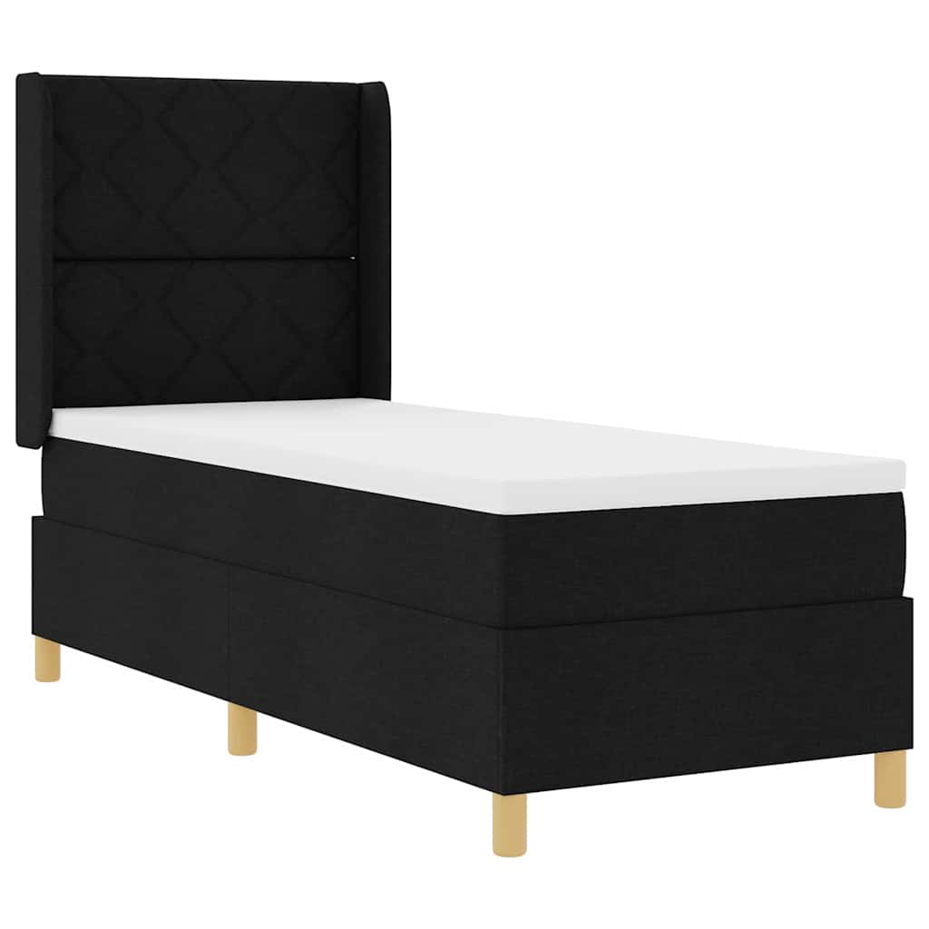 Lit à ressorts avec bandes LED Noir 80 x 200 cm tissu
