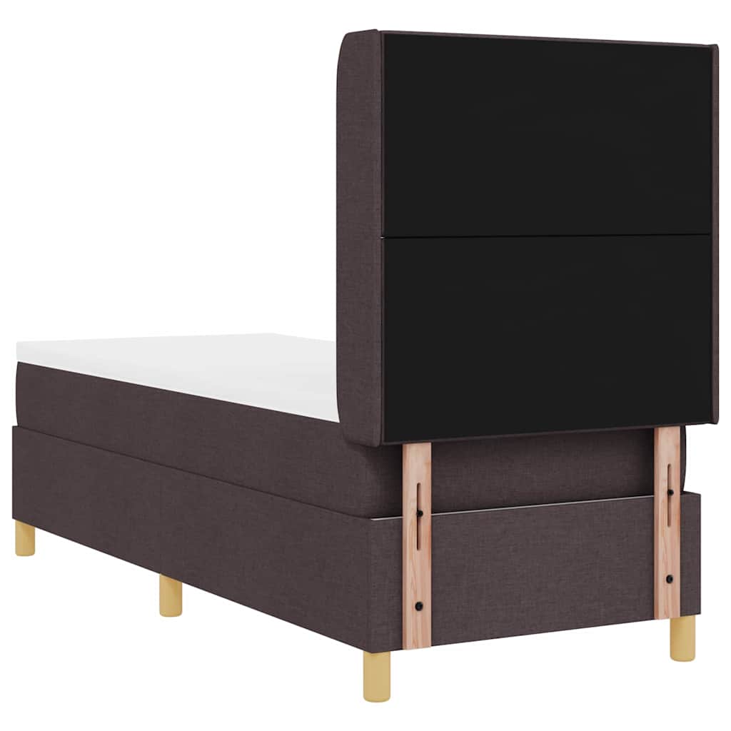 Lit à ressorts avec bandes LED Marron 80 x 200 cm tissu