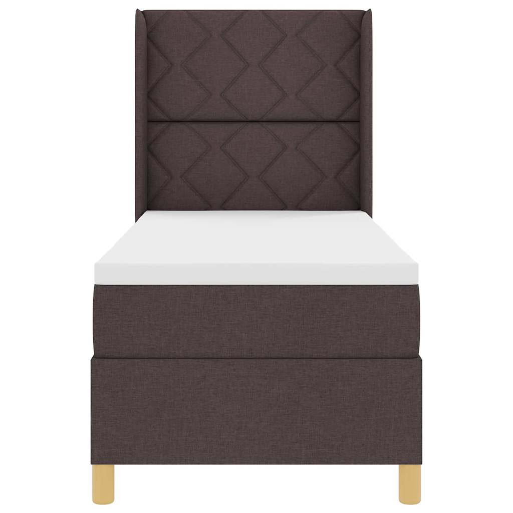 Lit à ressorts avec bandes LED Marron 80 x 200 cm tissu