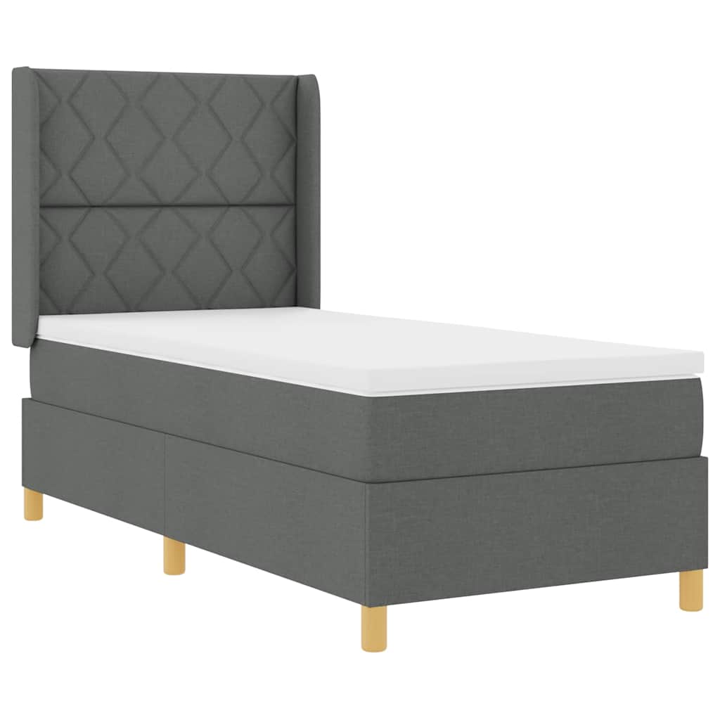 Lit à ressorts avec bandes LED Gris 90 x 190 cm tissu