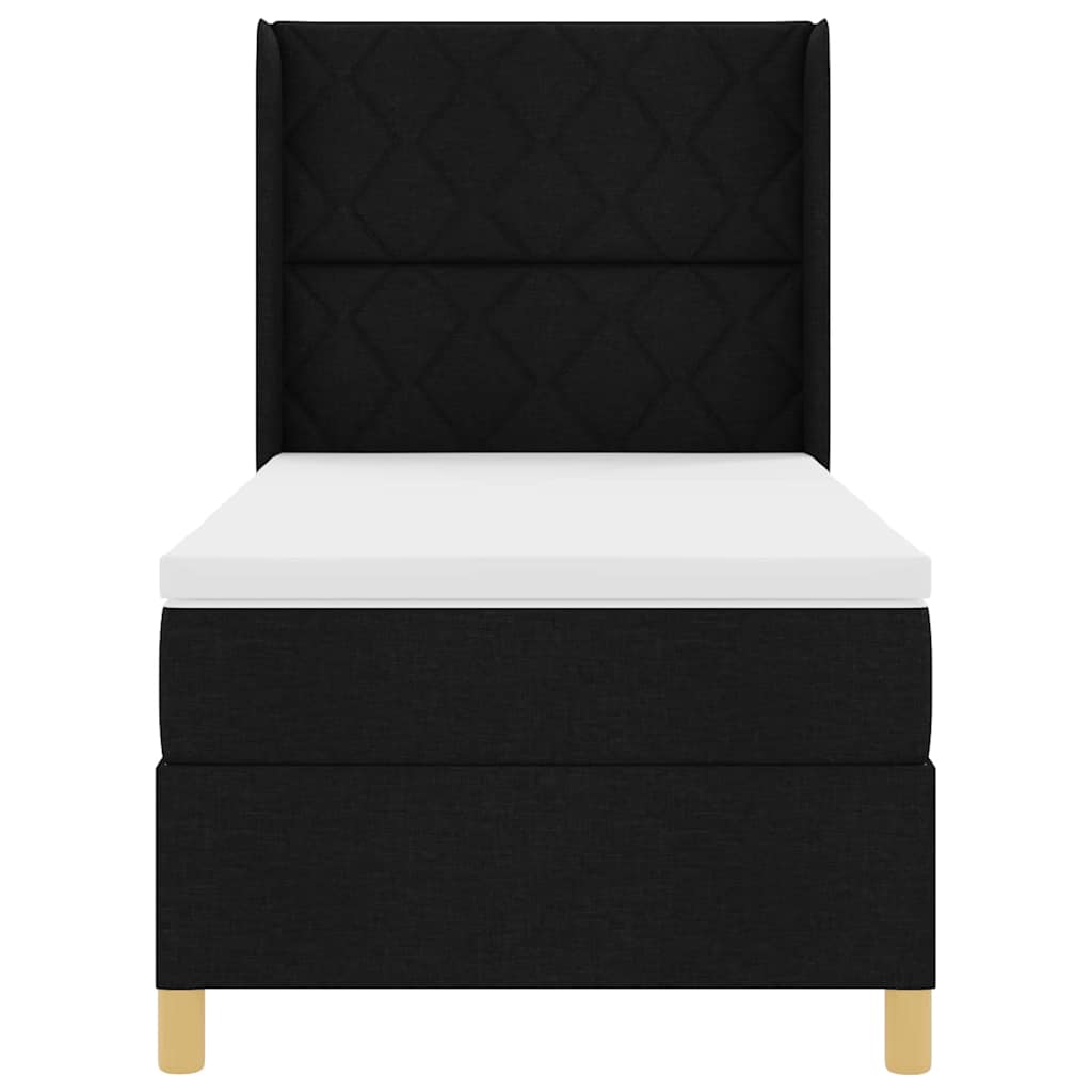 Lit à ressorts avec bandes LED Noir 90 x 190 cm tissu