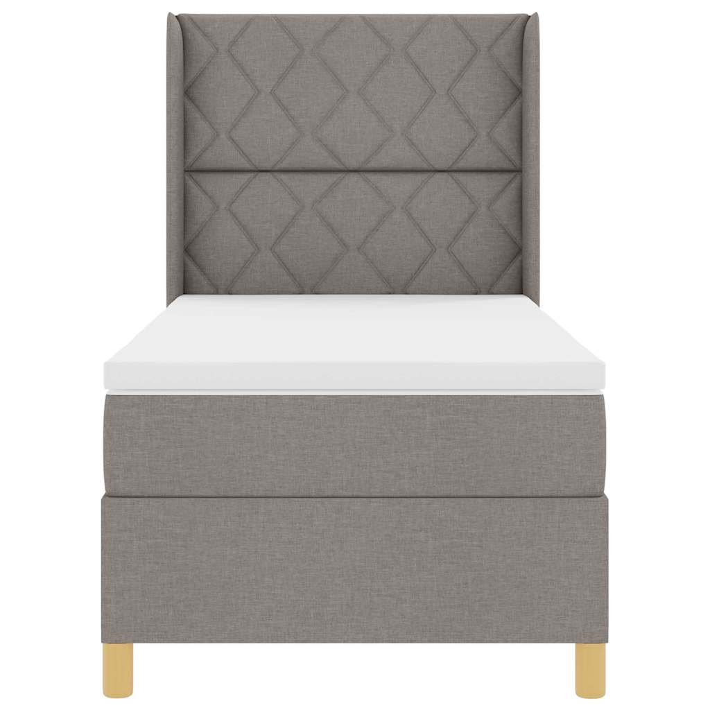 Lit à ressorts avec bandes LED Taupe 90 x 190 cm tissu