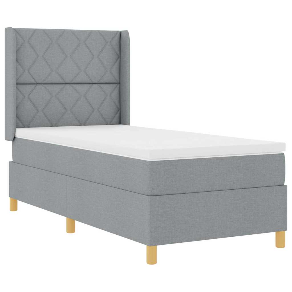 Lit à ressorts avec bandes LED Gris clair 100 x 200 cm tissu - XIOS