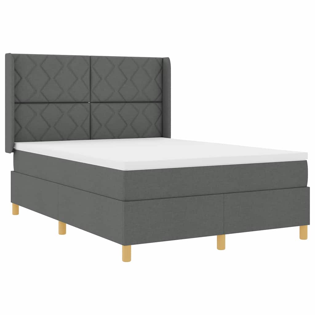 Lit à ressorts avec matelas Gris 140 x 190 cm tissu - XIOS