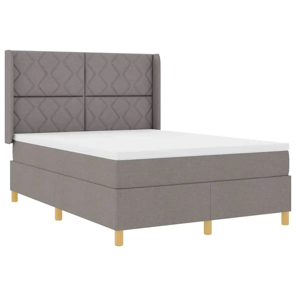 Lit à ressorts avec bandes LED Taupe 140 x 200 cm tissu - XIOS