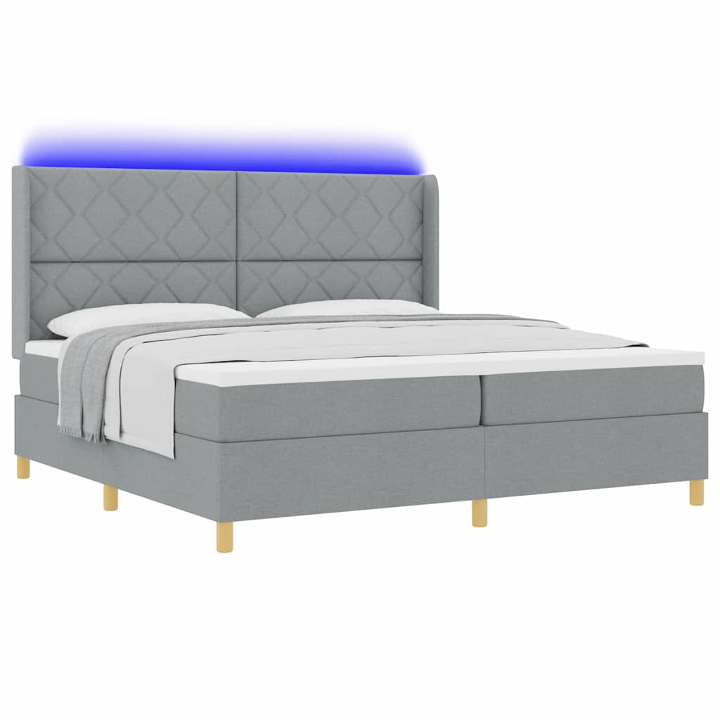 Lit à ressorts avec matelas Gris clair 200 x 200 cm tissu - XIOS