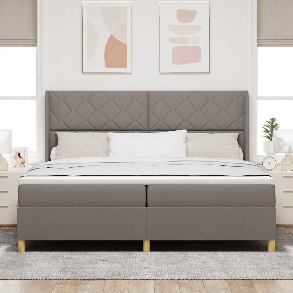 Lit à ressorts avec matelas Taupe 200 x 200 cm tissu - XIOS