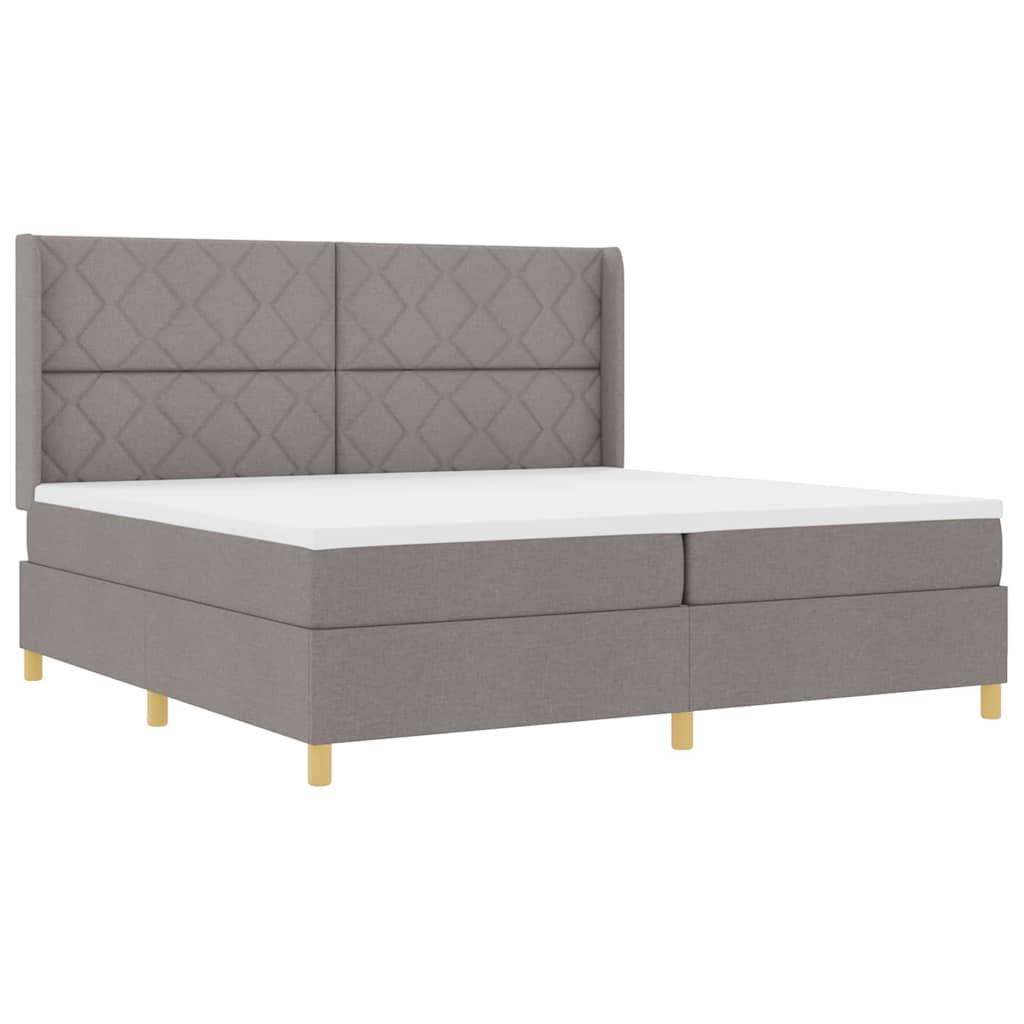 Lit à ressorts avec matelas Taupe 200 x 200 cm tissu - XIOS