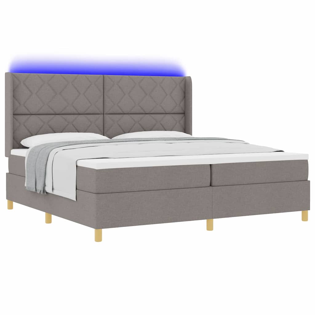 Lit à ressorts avec matelas Taupe 200 x 200 cm tissu - XIOS