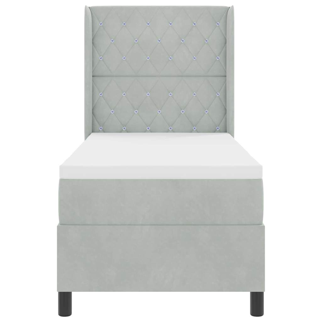 Lit à ressorts avec matelas Gris clair 80 x 200 cm Velours - XIOS