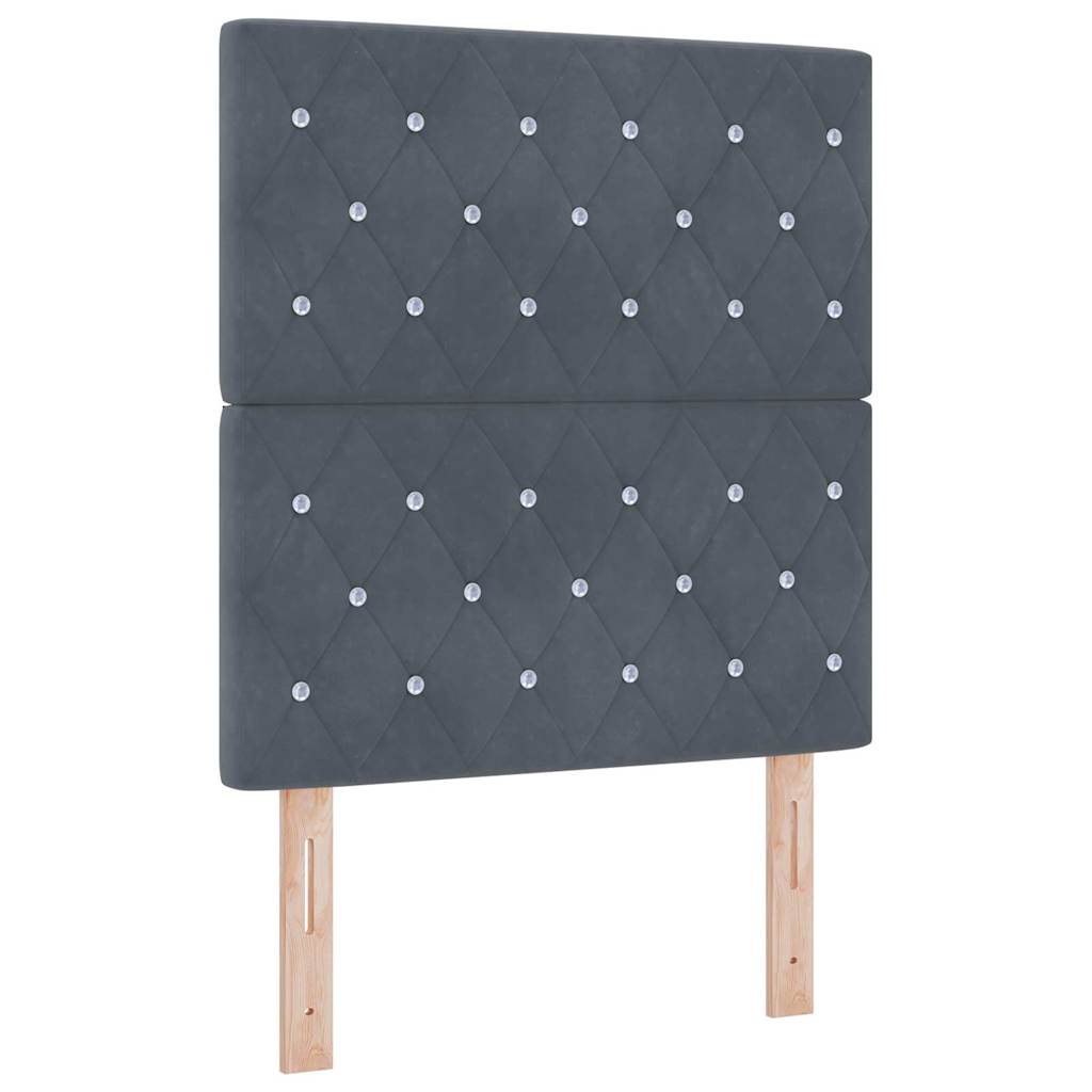 Lit à ressorts avec matelas Gris foncé 80 x 200 cm Velours