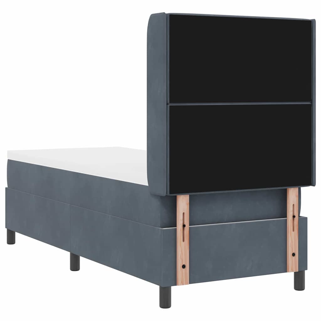 Lit à ressorts avec matelas Gris foncé 80 x 200 cm Velours