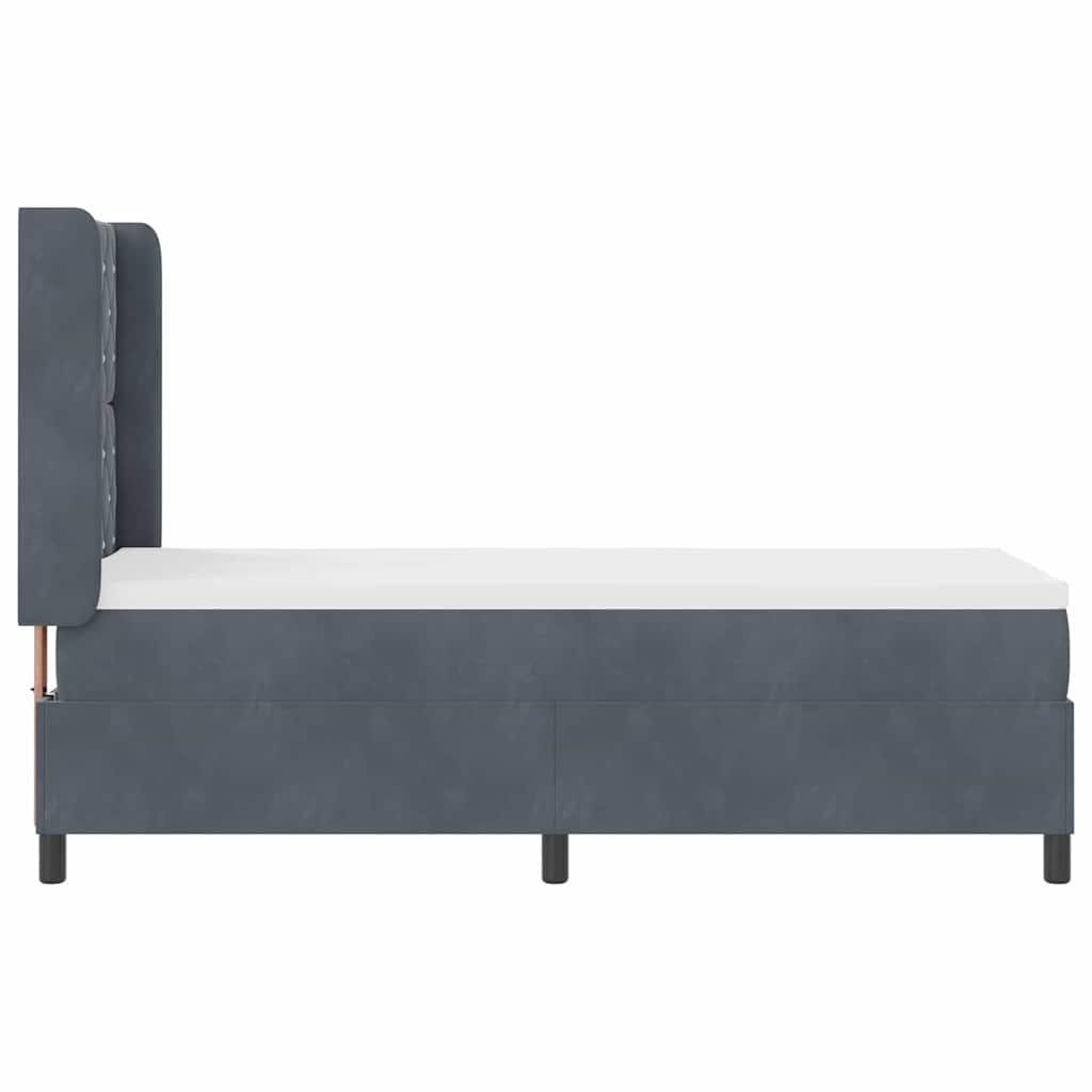Lit à ressorts avec matelas Gris foncé 80 x 200 cm Velours