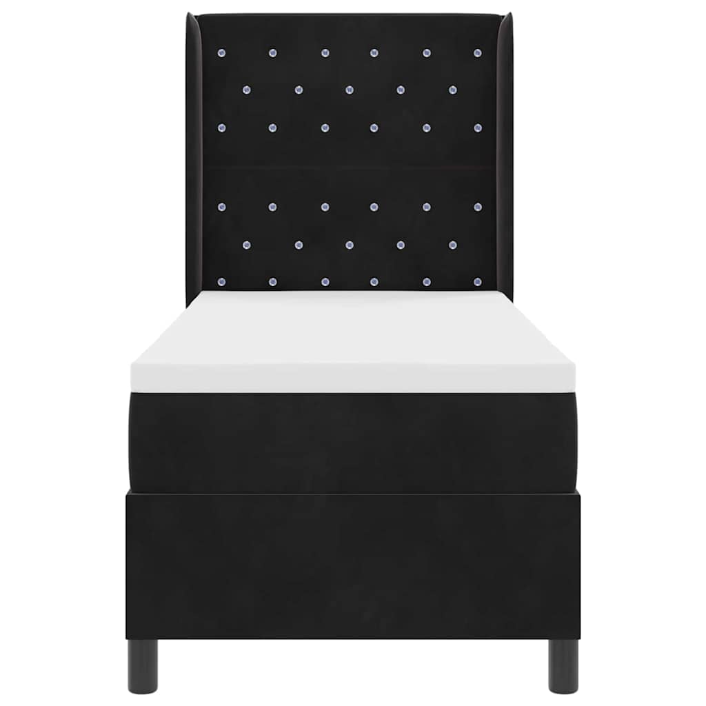 Lit à ressorts avec matelas avec LED Noir 80 x 200 cm Velours