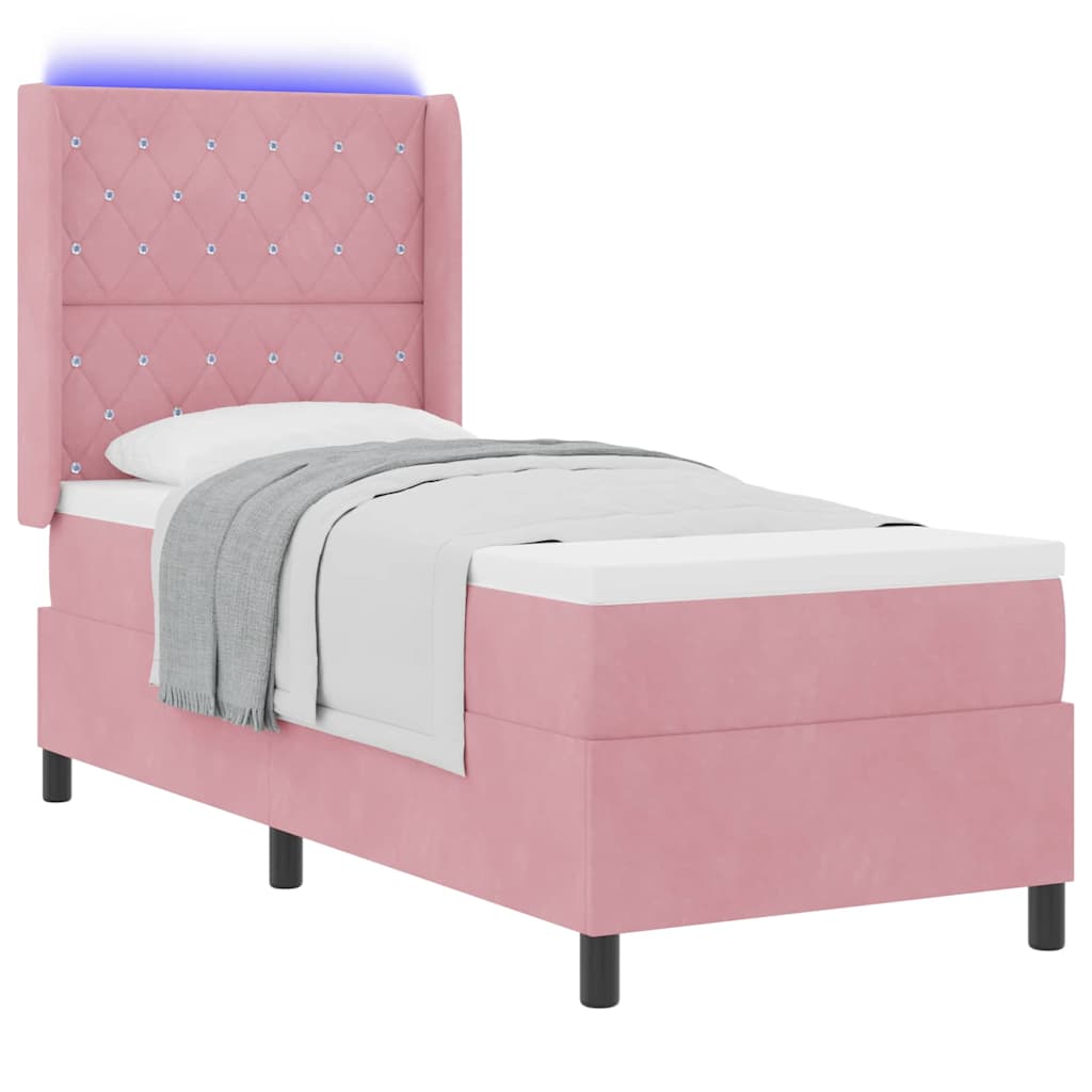 Lit à ressorts avec matelas avec LED Rose 80 x 200 cm Velours