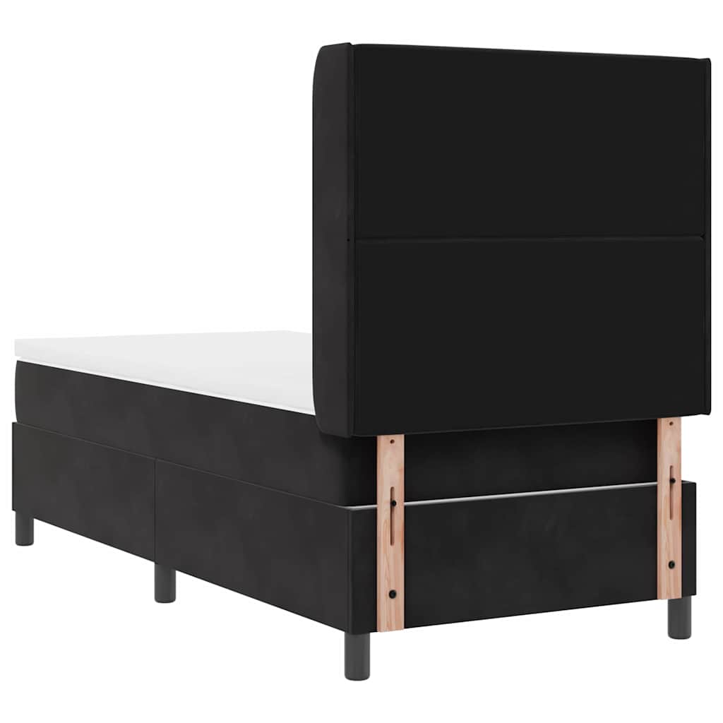Lit à ressorts avec matelas avec LED Noir 100 x 200 cm Velours