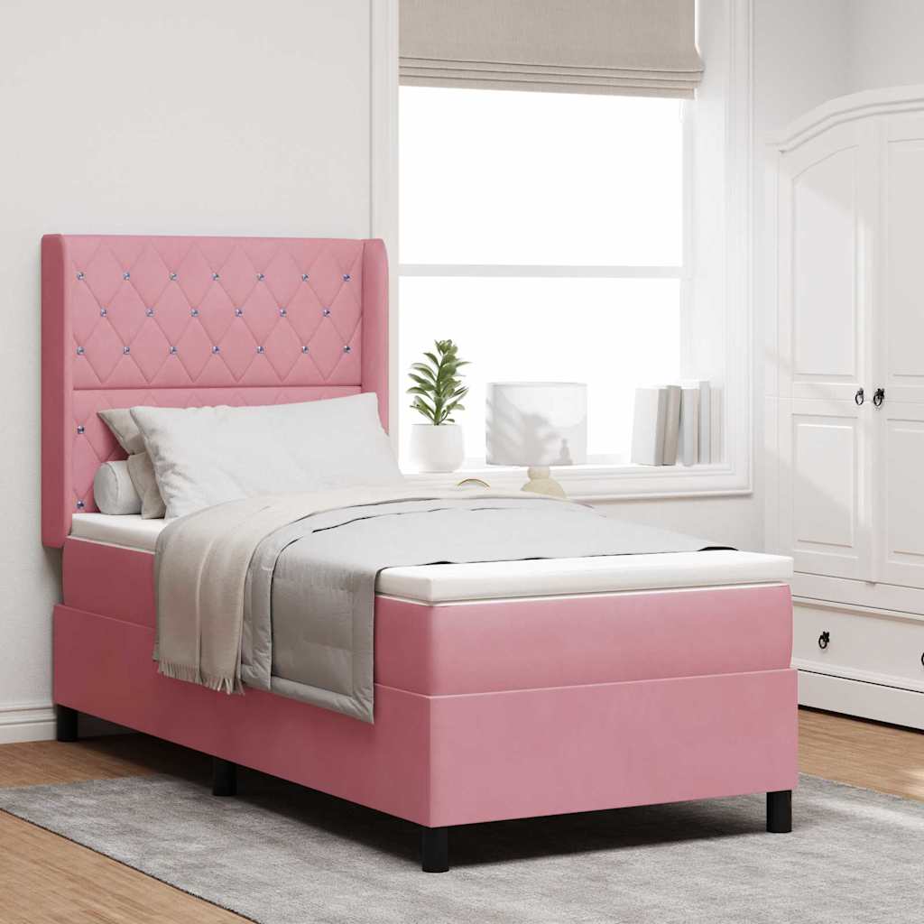 Lit à ressorts avec matelas avec LED Rose 100 x 200 cm Velours - XIOS