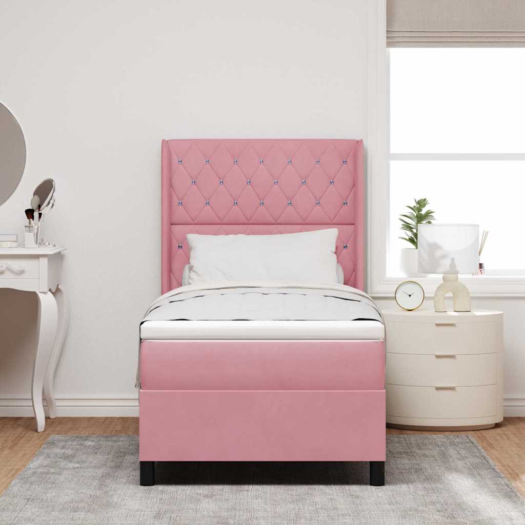 Lit à ressorts avec matelas avec LED Rose 100 x 200 cm Velours - XIOS