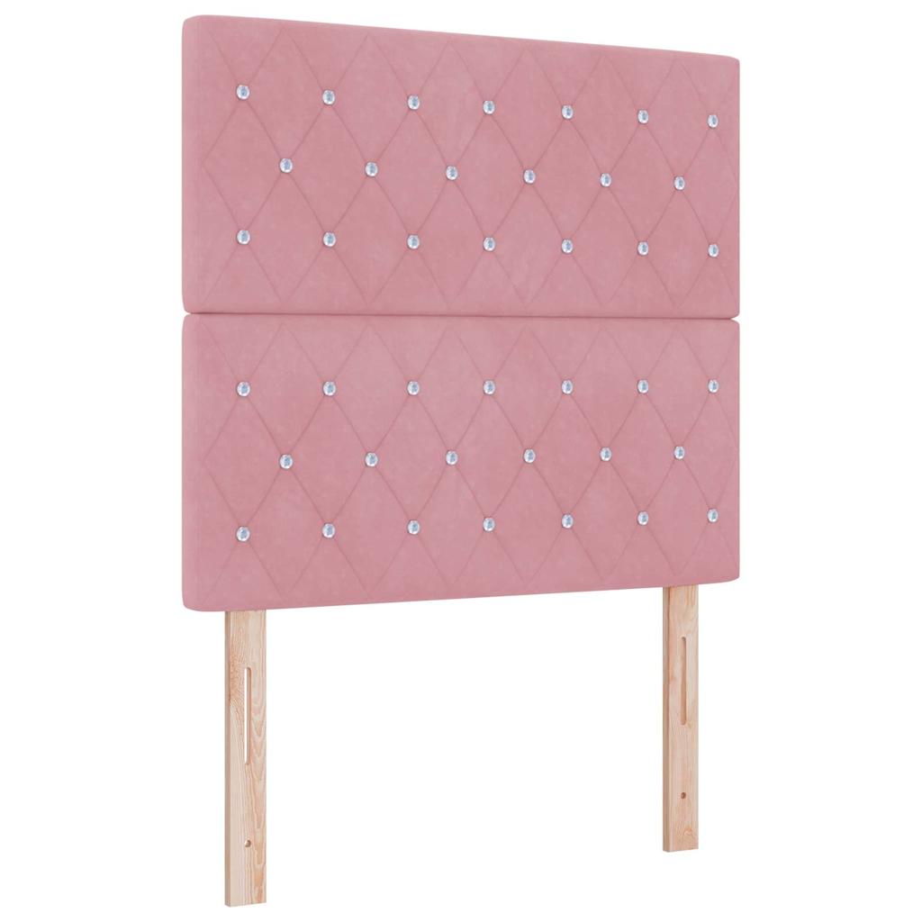 Lit à ressorts avec matelas avec LED Rose 100 x 200 cm Velours - XIOS