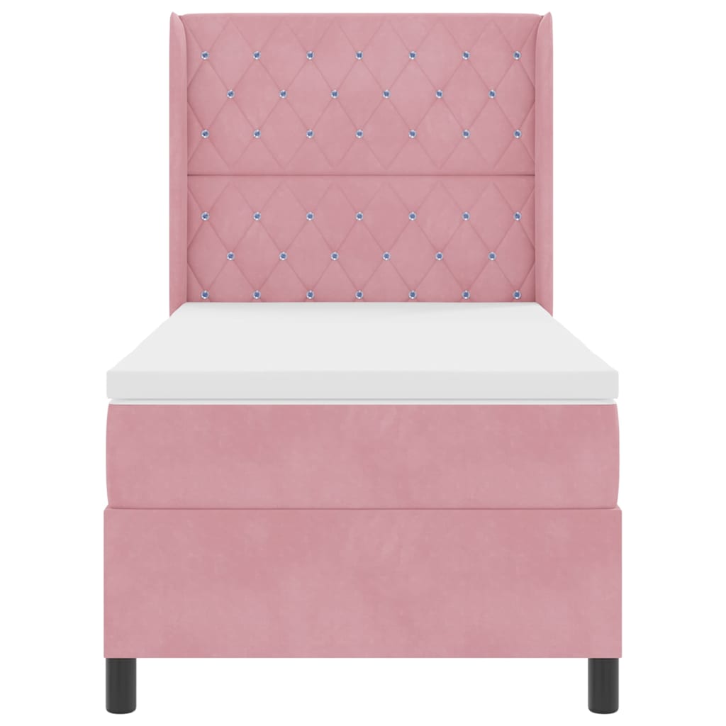 Lit à ressorts avec matelas avec LED Rose 100 x 200 cm Velours - XIOS